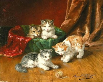 Alfred Brunel de Neuville 4 chatons Peinture à l'huile
